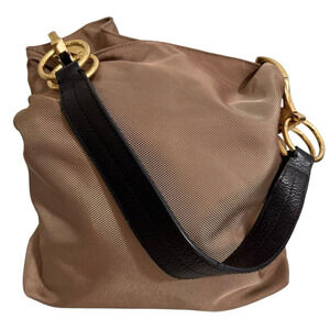JPK Paris 75 Brown Mesh Shoulder Bag Brown Leather Strap Gold Hardware